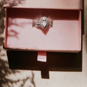 3CT .925 Sterling Silver Pear Bridal Set (Size 8)